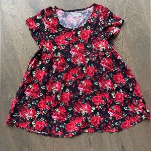 American Apparel Black Dress with Pink Rose Print